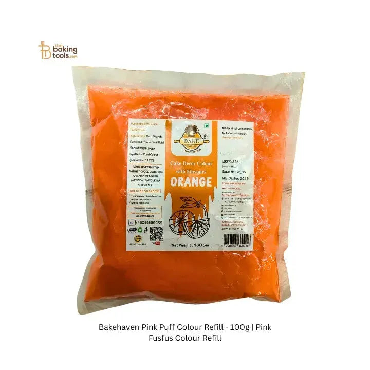 Bakehaven Orange Puff Colour Refill - 100g | Orange Fusfus Colour Refill - thebakingtools.com